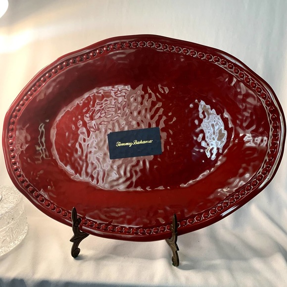 Tommy Bahama 100%Melamine Dark Red Serving Tray, New - Picture 1 of 3